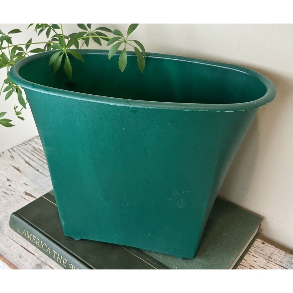 Vintage MCM Rubbermaid Small Forest Green Wastebasket/Trashcan Bathroom/Office